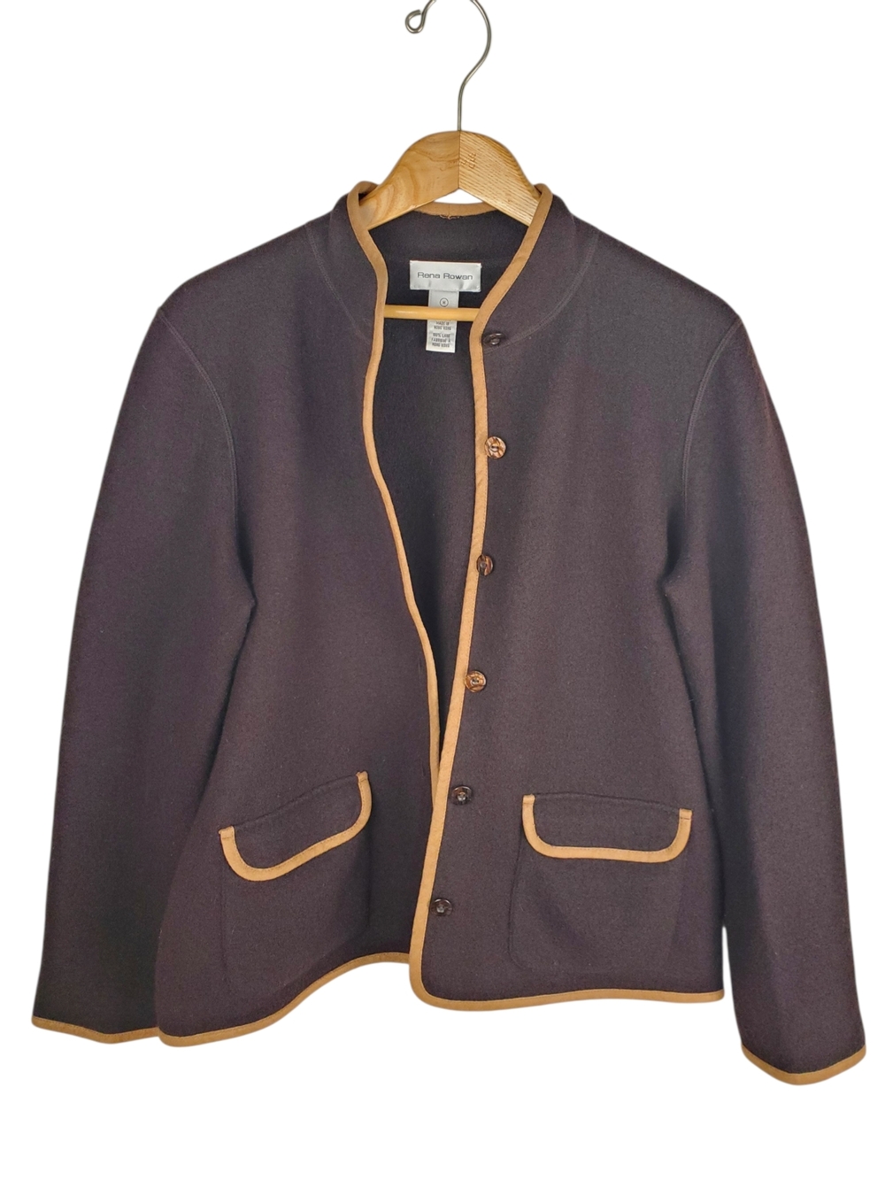 Rena Rowan Vintage Wool Contrast Trim Jacket. MED.
